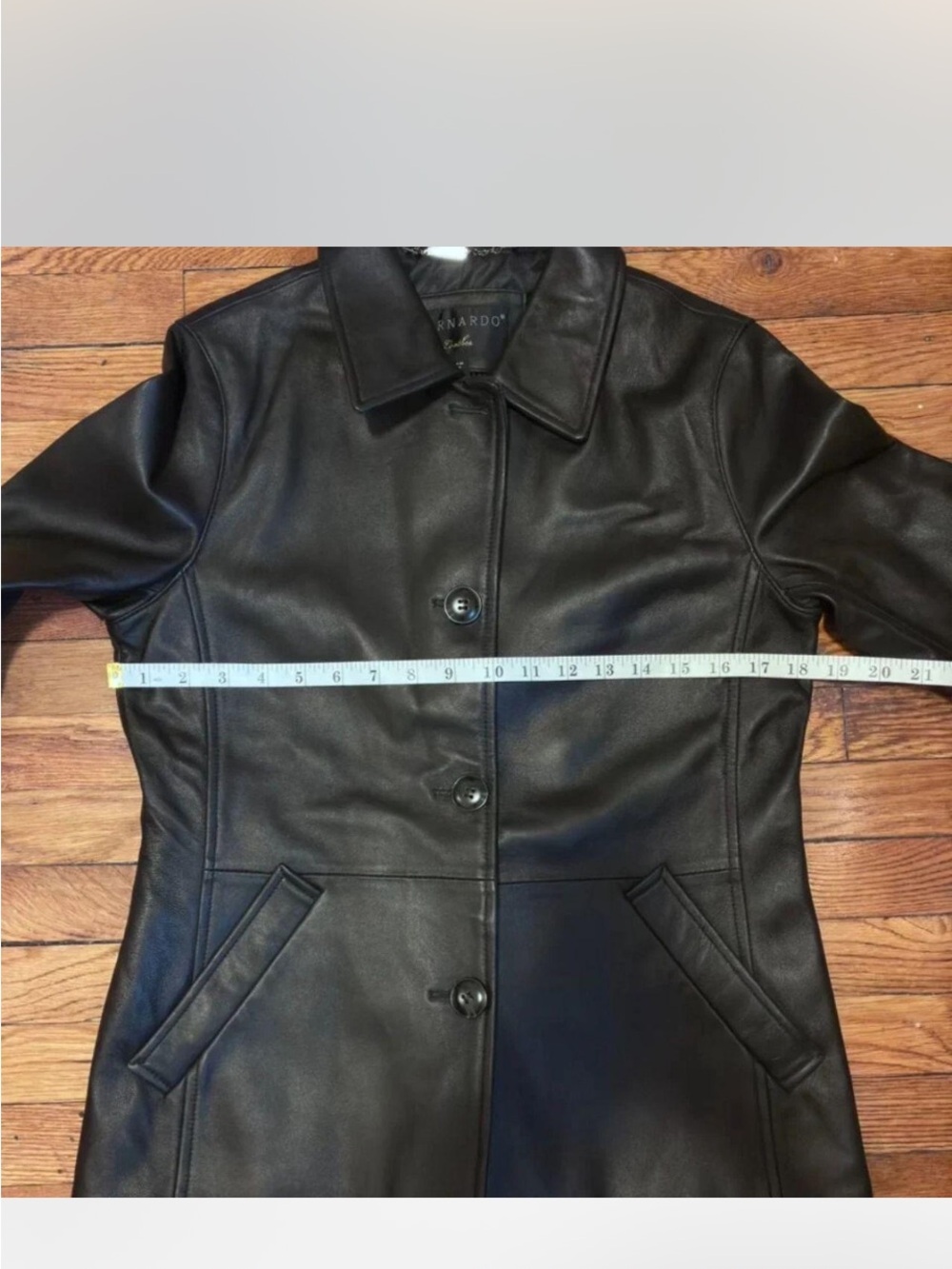 Bernardo Black Leather Button-Front Jacket size small - Picture 7 of 7